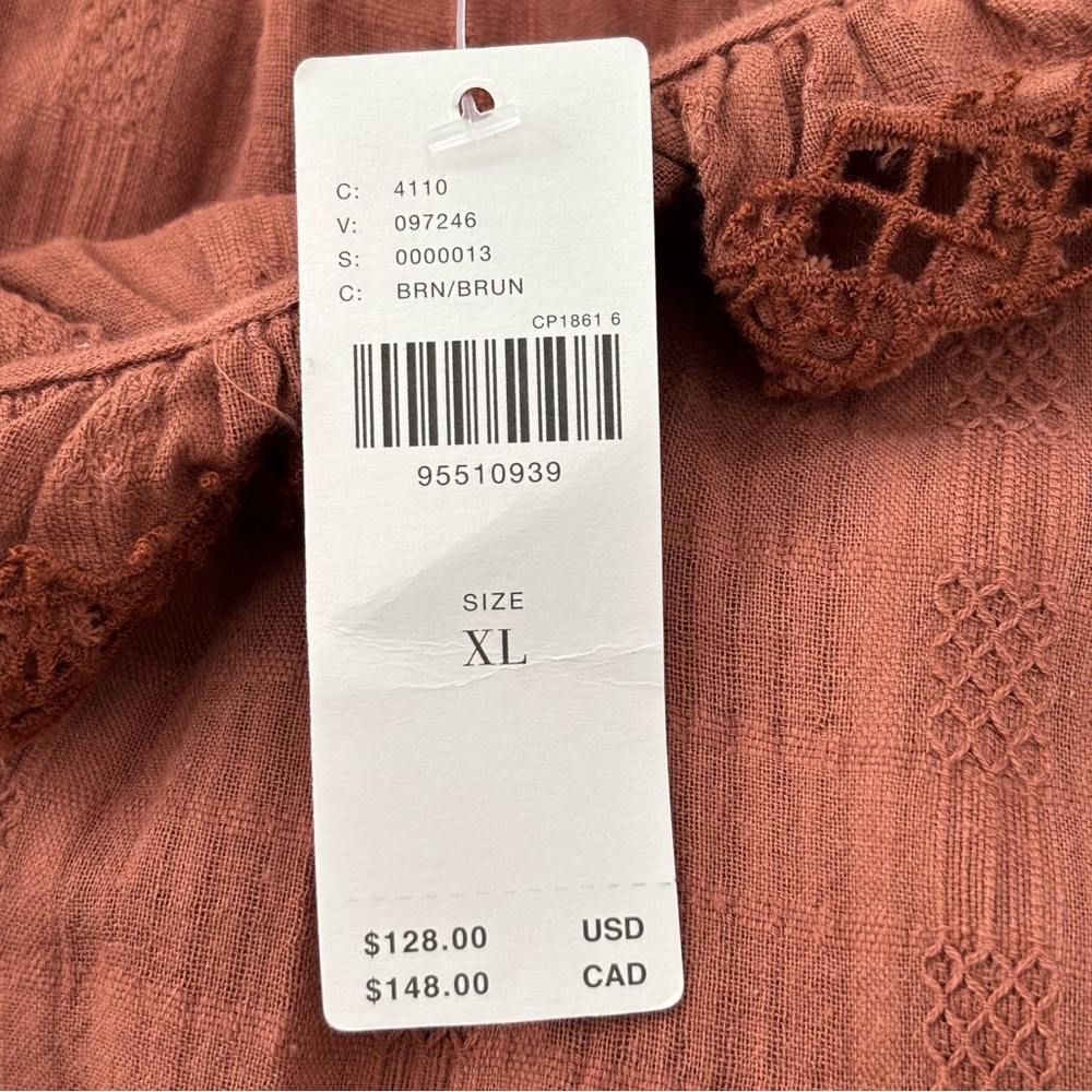 Anthropologie Pilcro Bubble Blouse NWT Rust Cotton Long-Sleeve Victorian XL - Picture 11 of 12